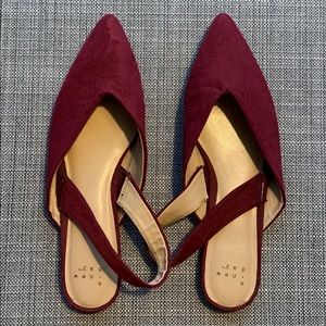 Sling Back Mules in Burgundy